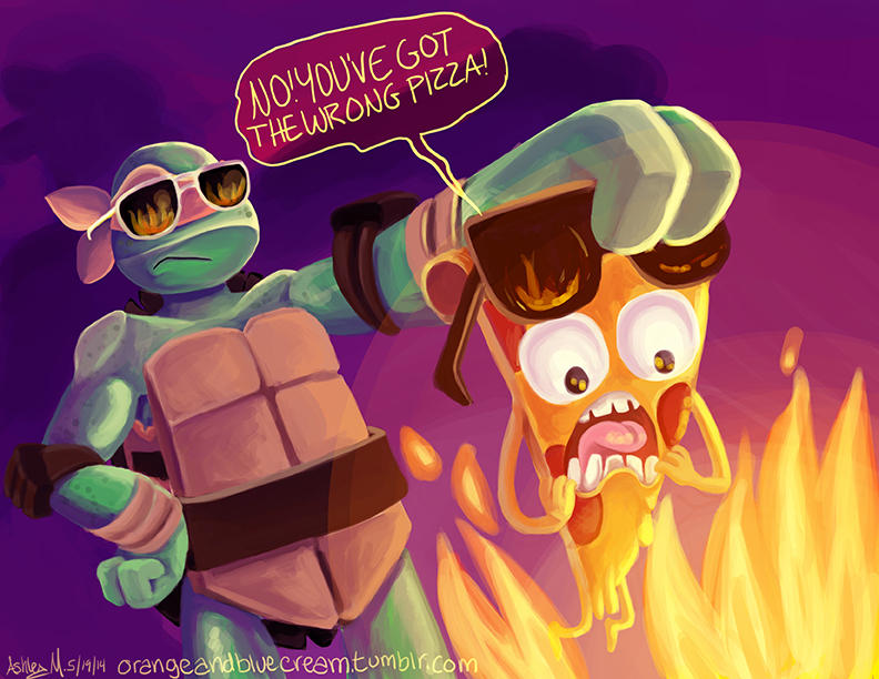 Pizza steve vs mikey by OrangeBlueCream