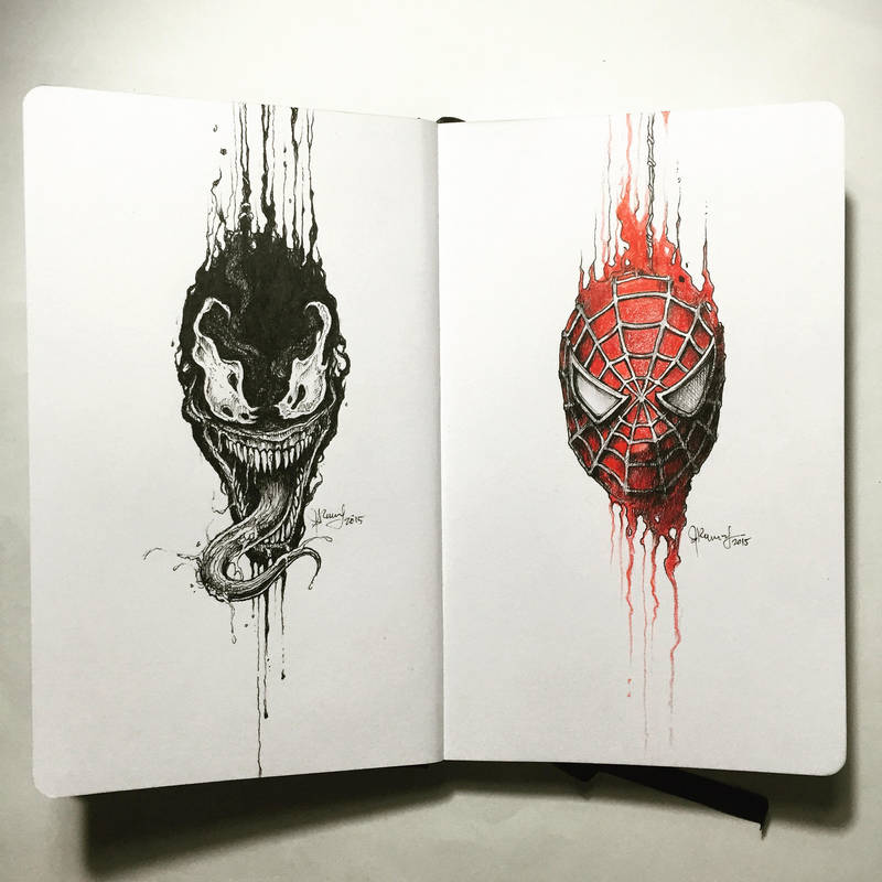 The Dripping Portraits: Venom x Spider-Man by kerbyrosanes