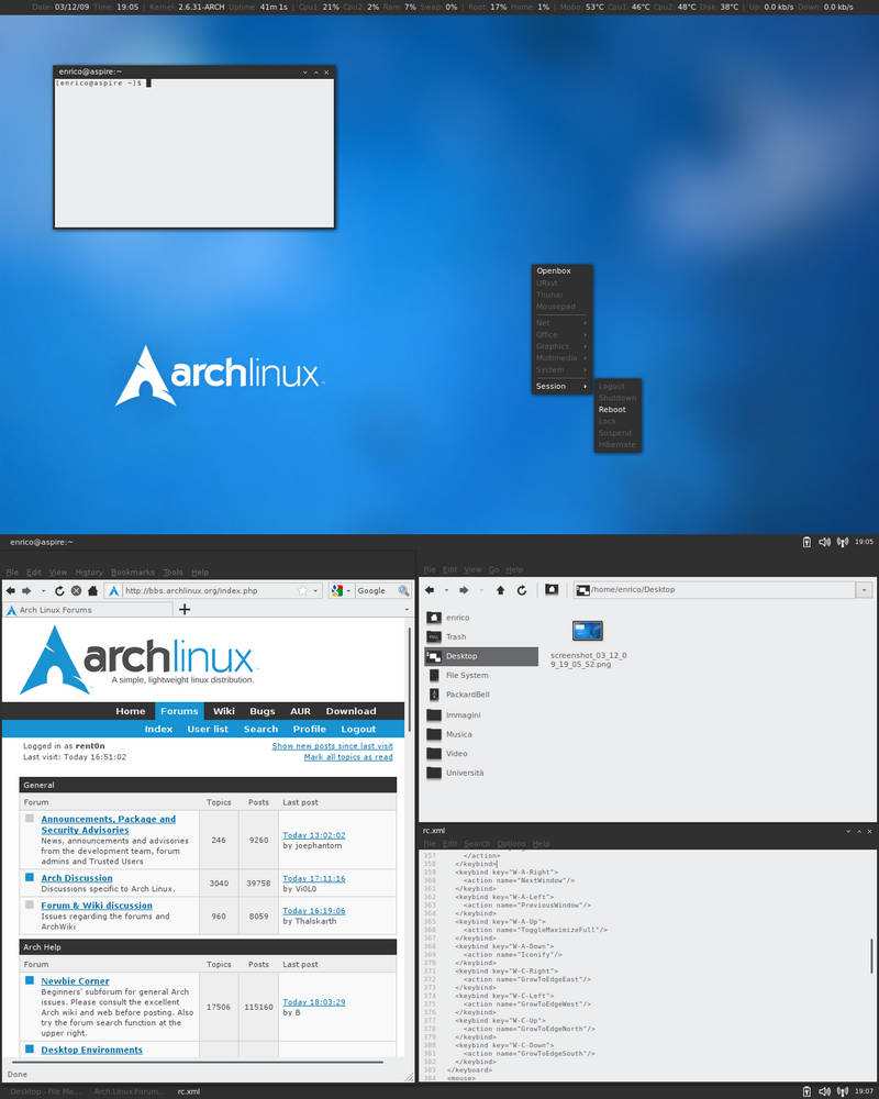 Arch Linux + Openbox + Tiling by rent0n86 on DeviantArt