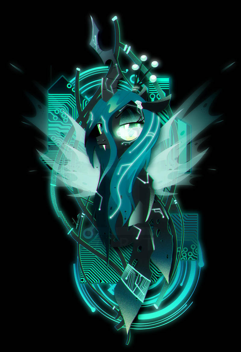 Dark Synthwave/Cyberpunk Queen Chrysalis by II-Art