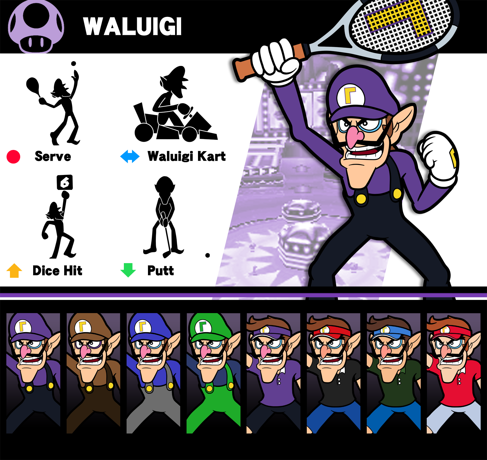 Super Smash Bros. Waluigi by P-Fritz on DeviantArt