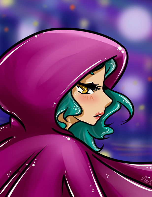 Girl wearing a purple cape by NenaLuna