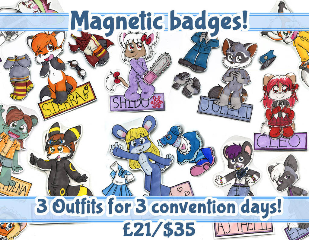 Dress Up Doll magnets/badges open for one month! by Naoru