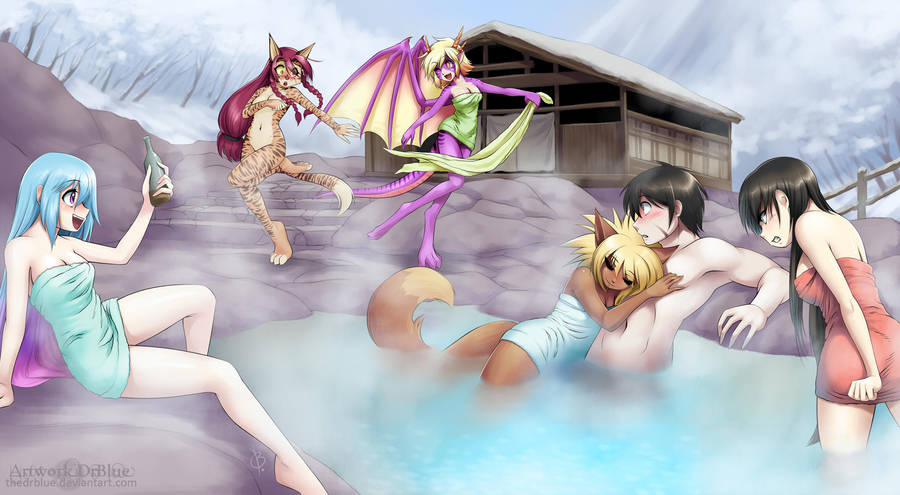 Comision: Escena de aguas termales by TheDrBlue