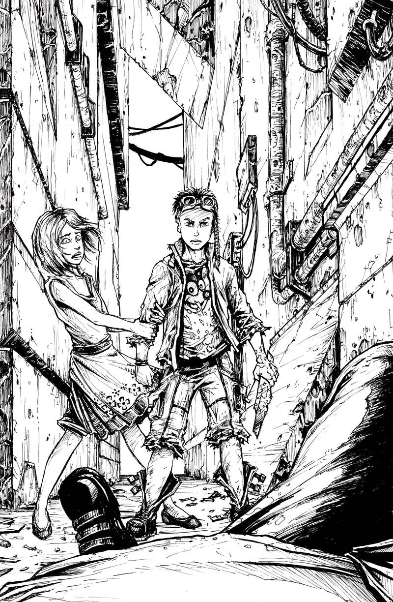 The children of the Neopolis - cover (inked) by BloodlustComics