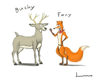 Foxy and Bucky by Louisetheanimator Foxy and Bucky by Louisetheanimator