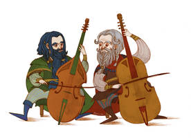 Dwalin and Balin playing viols by Norloth