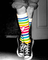 Rainbow socks and converse by Sgerby