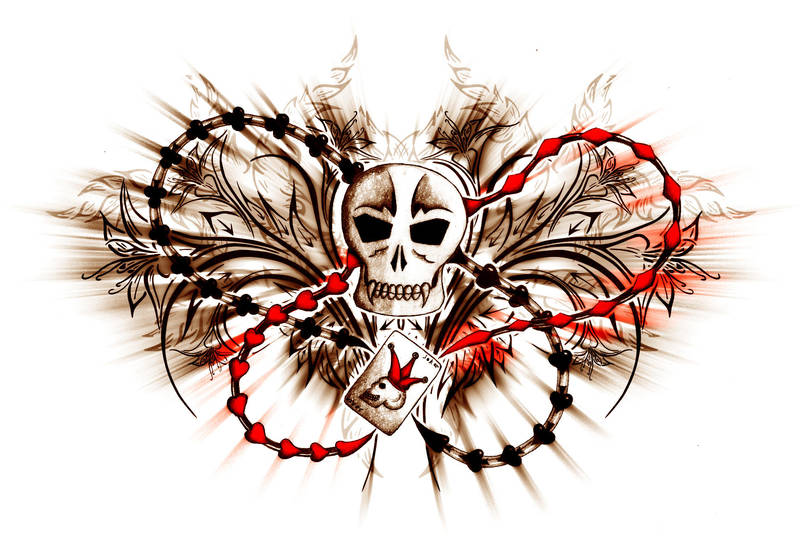 Poker Skull Tattoo by XResch