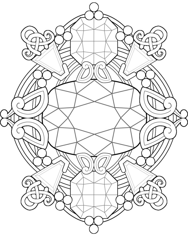 Gemstone Fantasy ~ Adult Coloring Page by Kittenpants