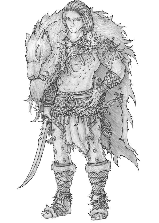 Soulafein Saerah (redesign) - Wood elf Barbarian by s0ulafein