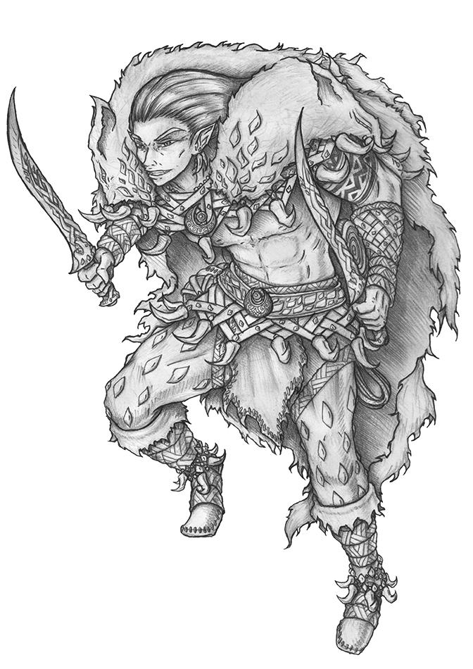 Soulafein Saerah - Wood Elf Barbarian by s0ulafein