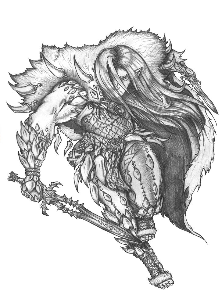 Soulafein Saerah - Wood Elf Barbarian by s0ulafein