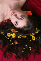 Flower haired girl by azrael-x64