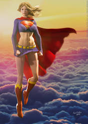Supergirl Sunset by PaulSuttonArt