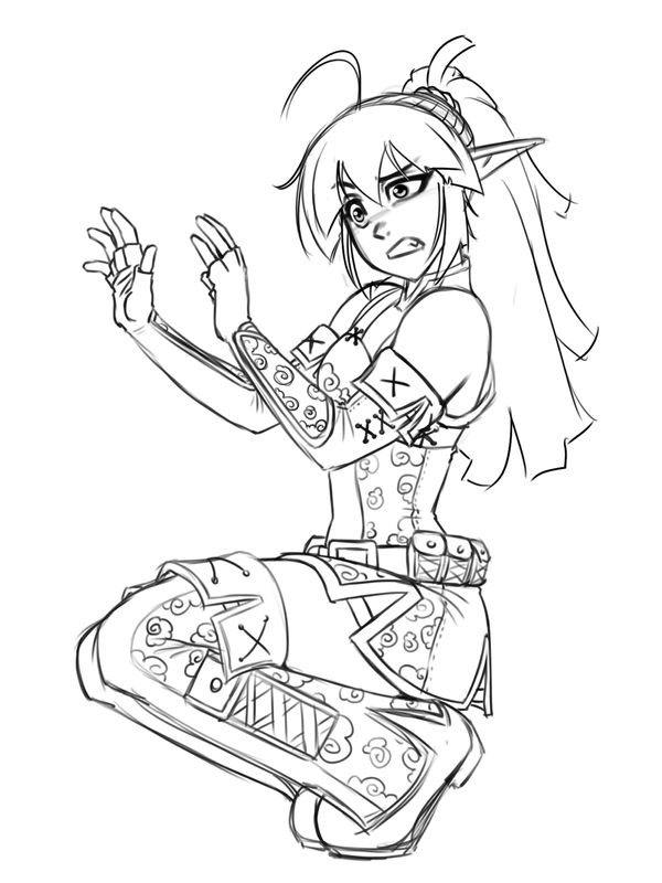 Elven Archer Sketch 2-21-2015 by RoninDude on DeviantArt