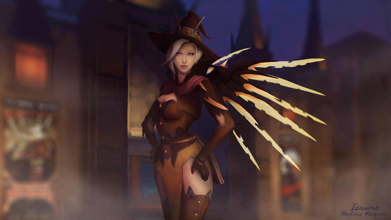 Overwatch Mercy Halloween Wallpaper 1920x1080 by LenamoArt on DeviantArt