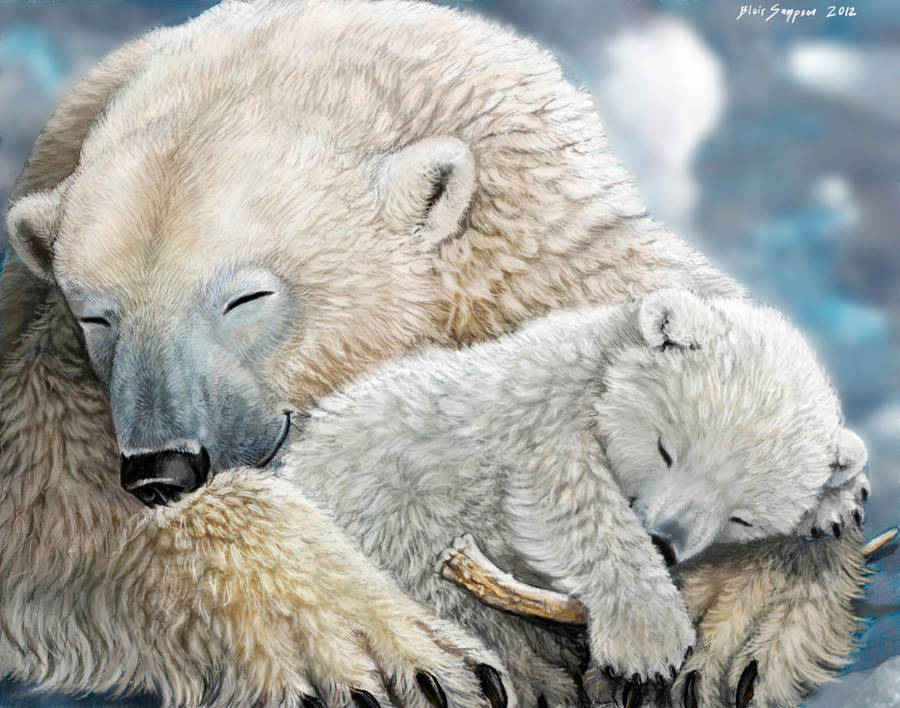 Warmest Place on Earth 2 Polar Bear Family by Psithyrus