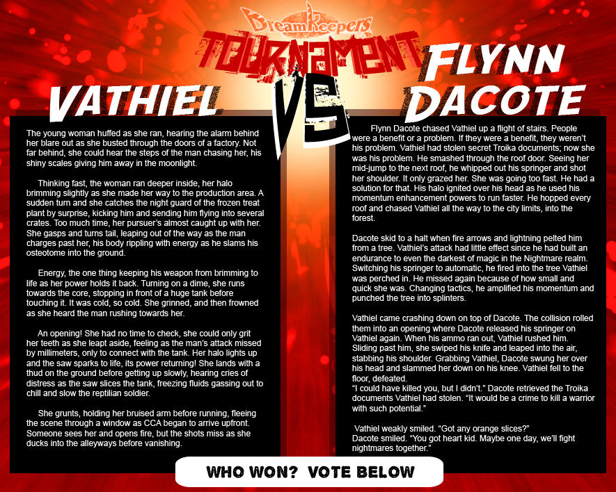Tournament Match 9: Vathiel vs Flynn by Dreamkeepers