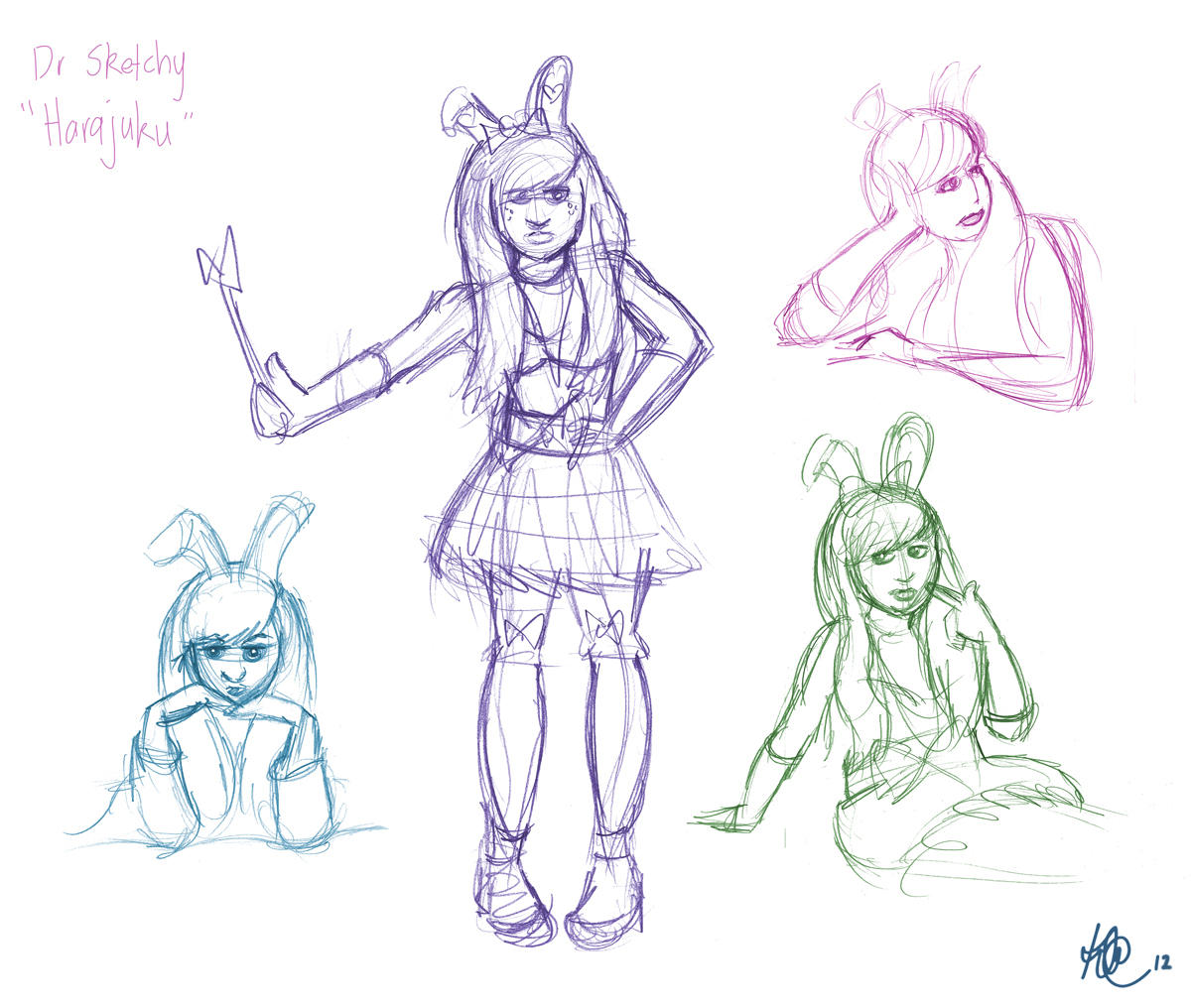 Dr Sketchy - Harajuku by KilowattKatie