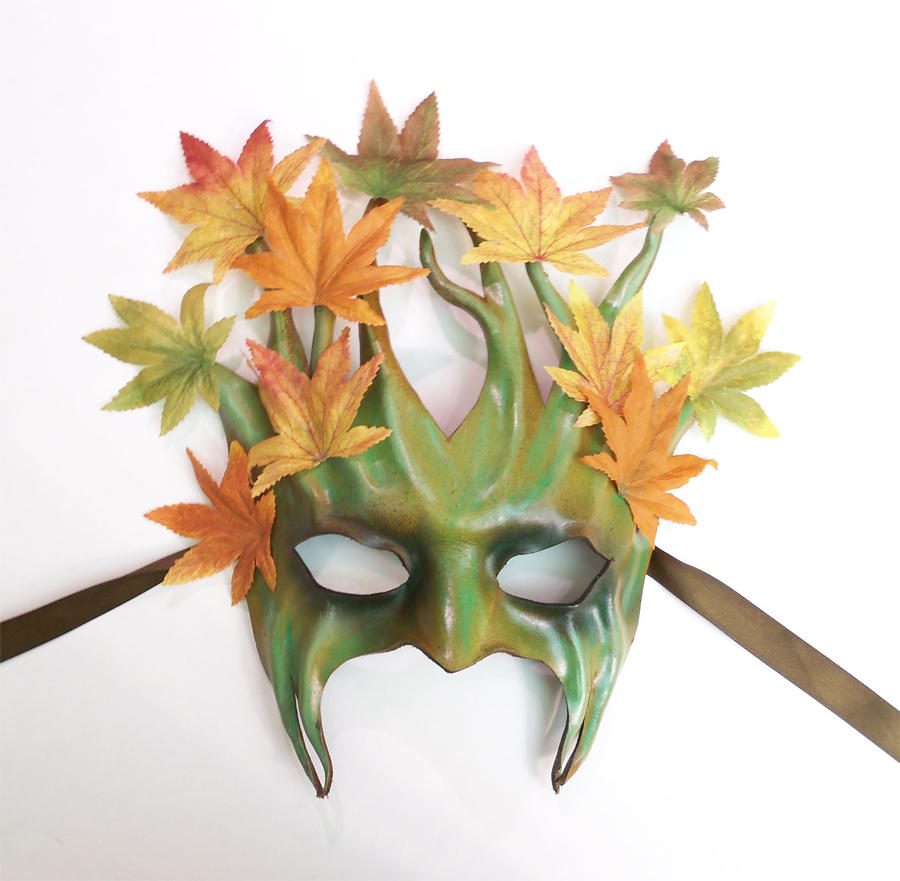 Leather Tree Mask with Fabric Leaves by teonova