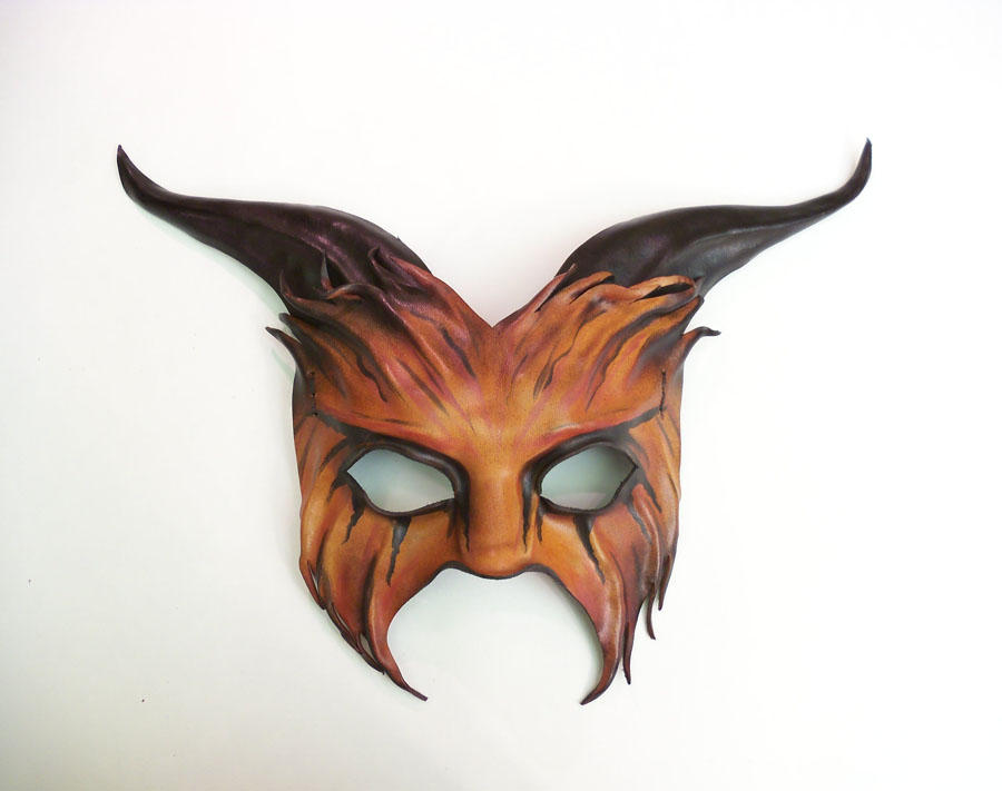 Goat Leather Mask red orange rust black Teonova by teonova
