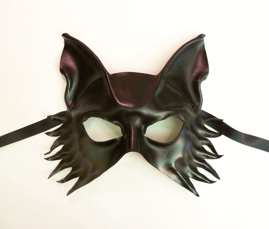 Black Leather mask Wolf Fox Dog by Teonova by teonova