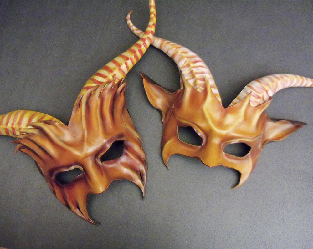 Leather Goat Mask Couples Pair By Teonova by teonova