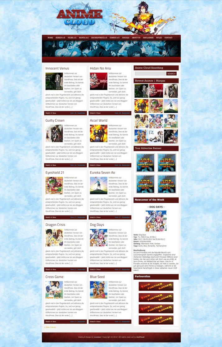 Anime Cloud Design Legal Streaming Portal Site By Loomarnet On