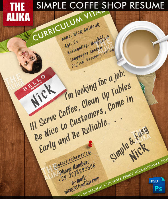 Simple Coffee Shop Resume by TheAlikA