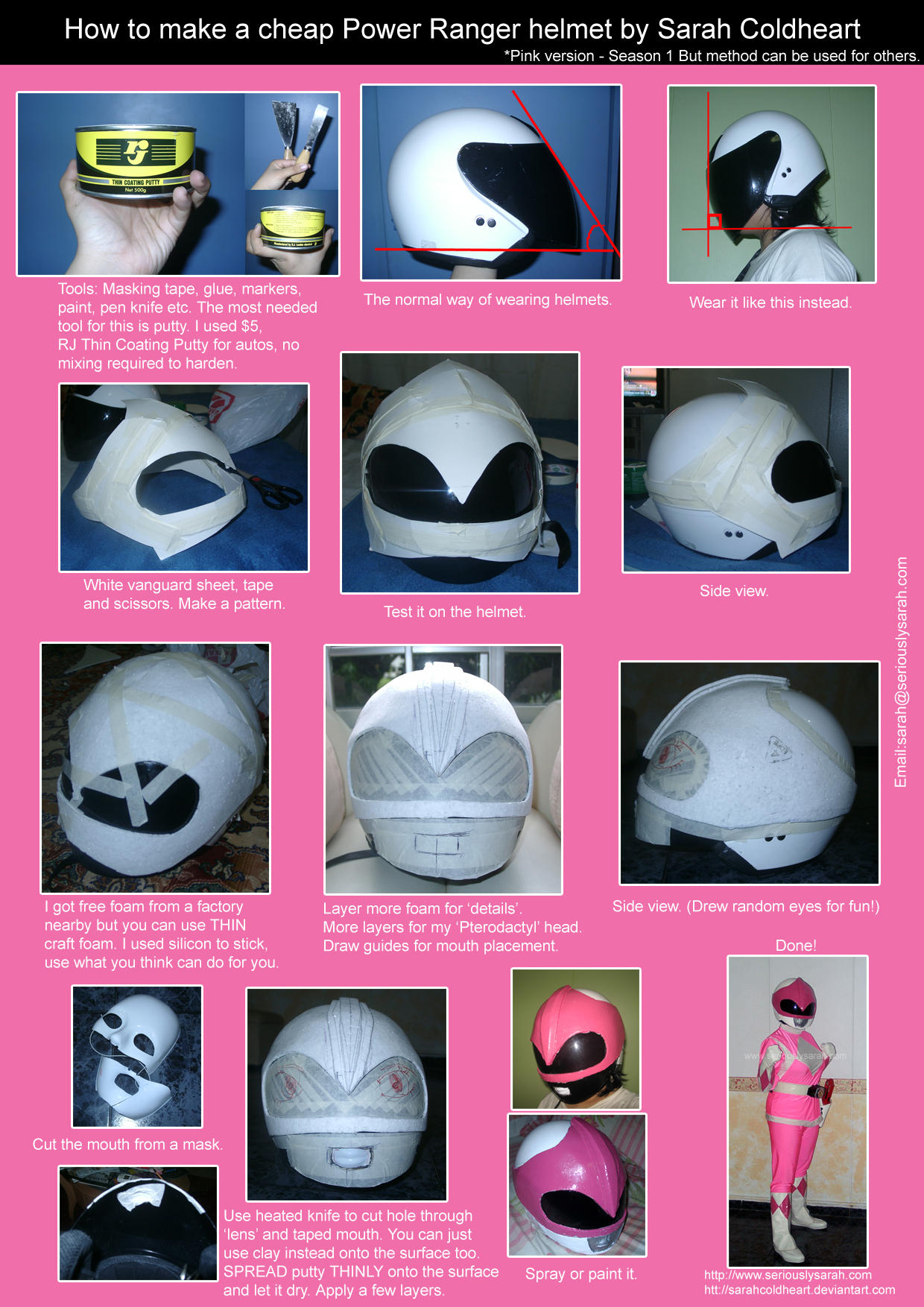 Pink Power Ranger Helmet by sarahcoldheart