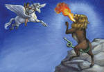Bellerophon fights the Chimera by suburbanbeatnik