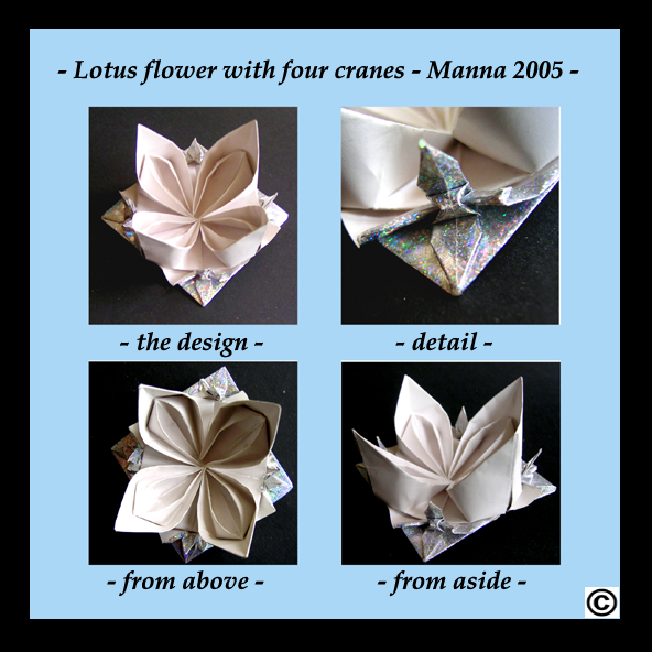 Lotusflower with four cranes by MannaOri