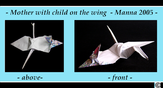 Flying mother crane with child by MannaOri