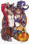 Halloween Couples Commission: Witches and Thong by shiverz