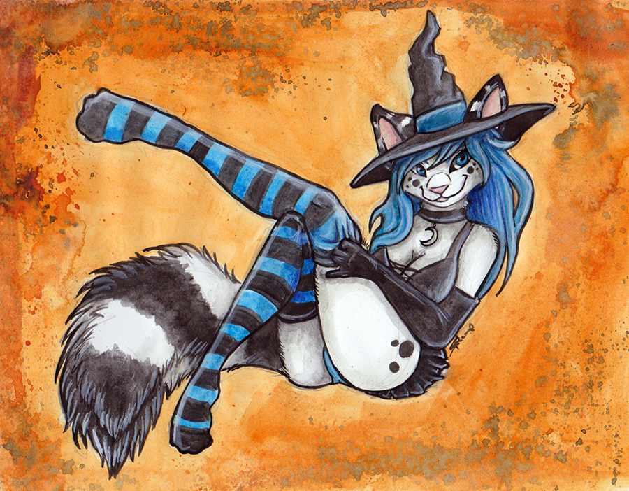 Blue Neko Witch by shiverz