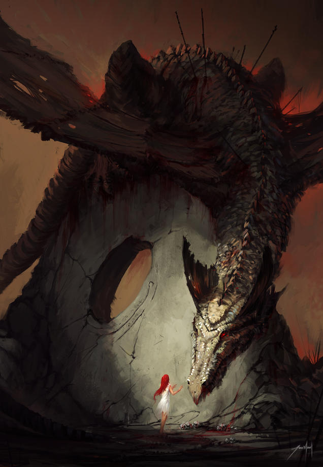The Girl and the Dragon by JJcanvas