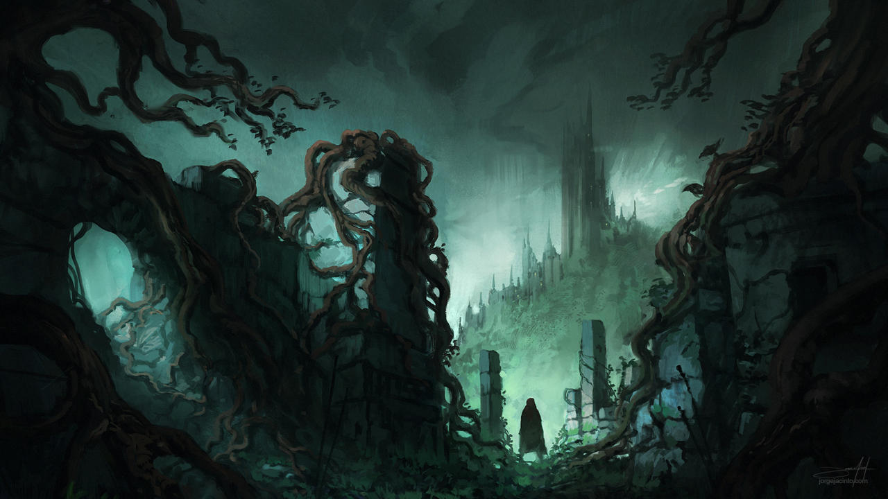 Dark Fantasy Ruins II ( w/ process time-lapse) by JJcanvas
