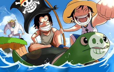 One Piece Luffy Ace and Garp by mushi23