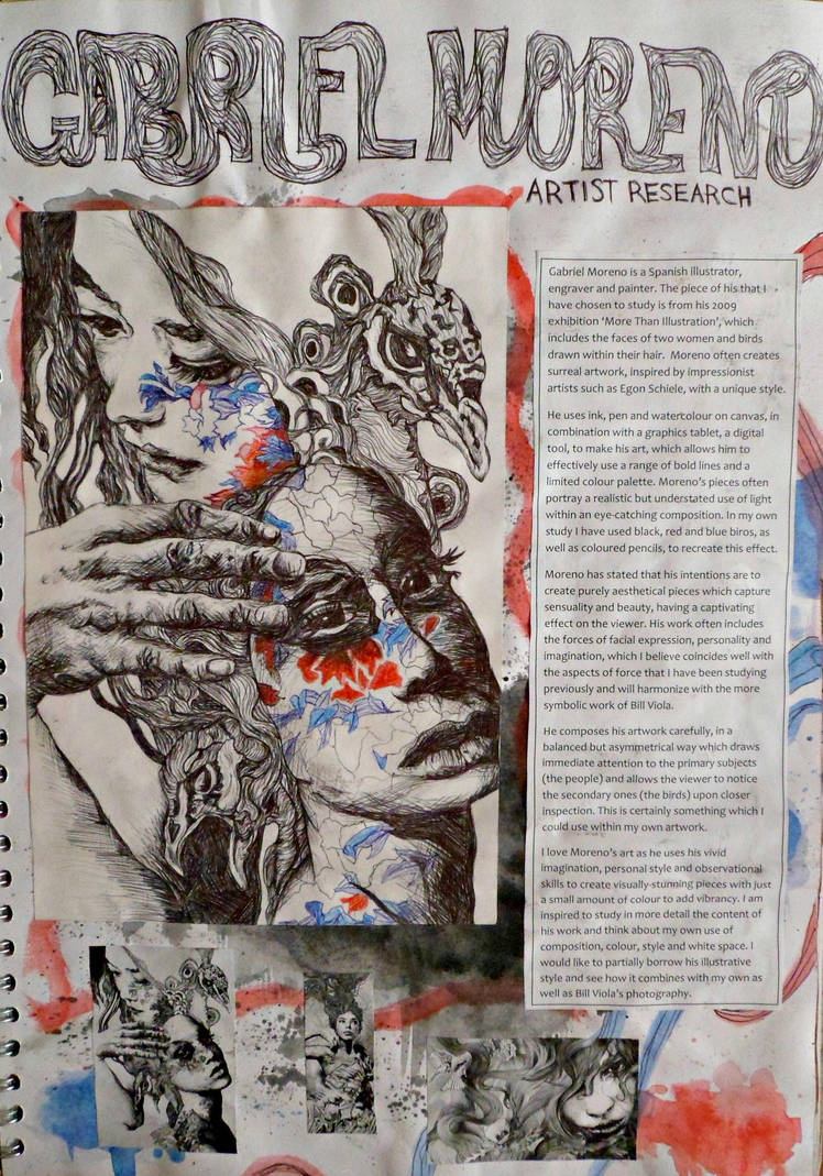 GCSE ART YEAR 11: Gabriel Moreno Artist Research by DaintyStain on