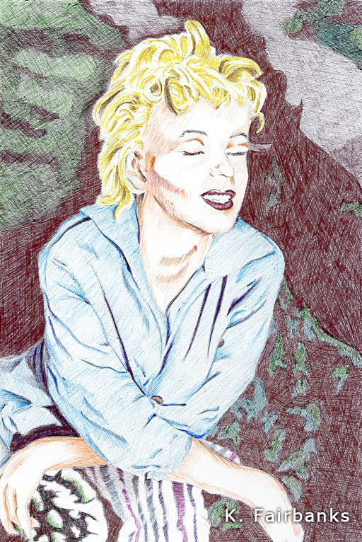 Blue Marilyn (ball point pen drawing) by kfairbanks