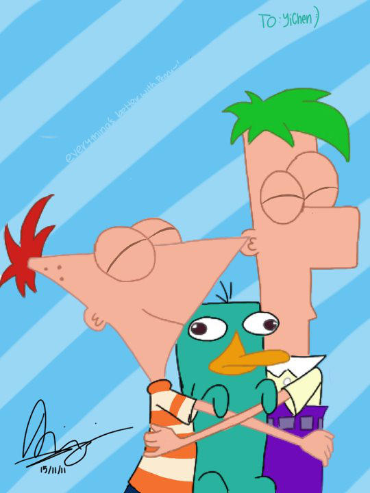Phineas and Ferb and Perry by Dinzeeyz
