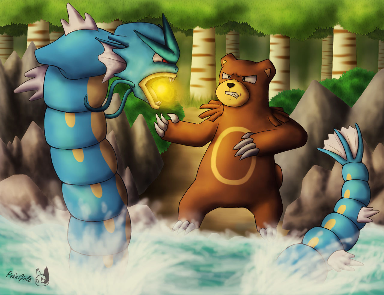 Ursaring caught a Gyarados by PokeGirl5