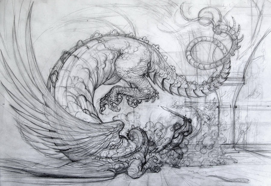 Death of the dragon, sketch by BobanSavicGeto on DeviantArt
