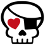 Skull in love emoticon