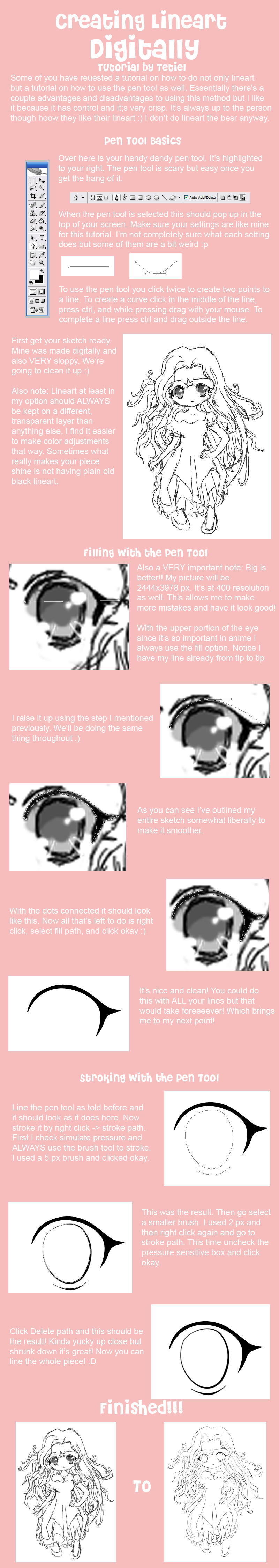 Digital Lineart Tutorial by Tetiel