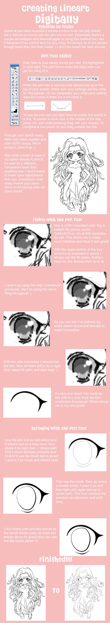 Digital Lineart Tutorial by Tetiel