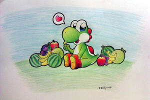 Yoshi and his fruit by Peach-X-Yoshi Yoshi and his fruit by Peach-X-Yoshi