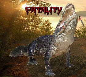 Fatality: alligator devours knife wielding guy by Pyro-raptor
