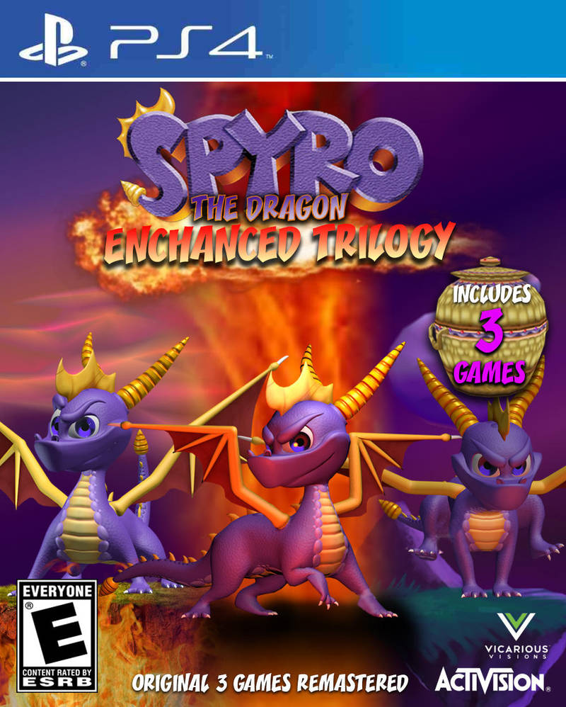 Spyro The Dragon Enchanced Trilogy PS4 Cover by purpledragon267 on